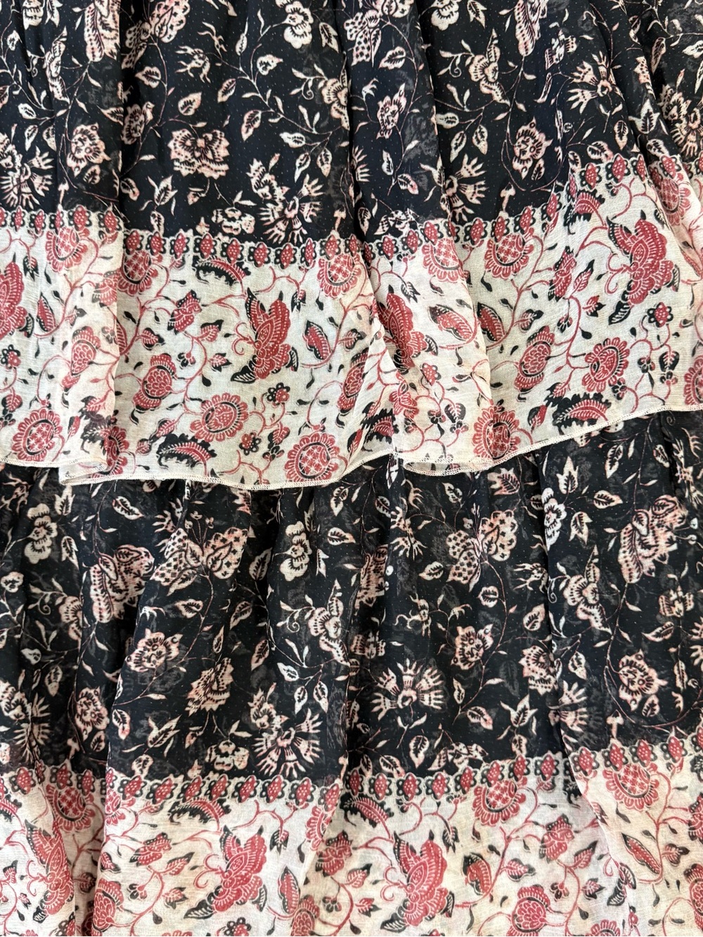 H&M Black Floral Prairie Coquette Boho Fairy Cottagecore Maxi Dress Women’s US 2 - Picture 14 of 14
